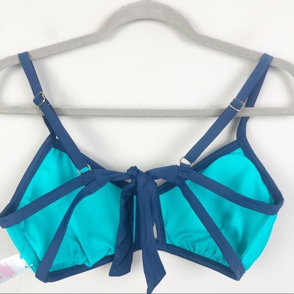 XHILARATION | NEW Teal & Navy Bathing Suit Bikini Swim Top Women’s Size D/DD - Picture 6 of 8
